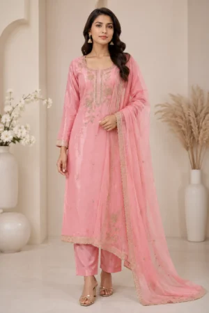 Baby Pink Premium Organza salwar suit