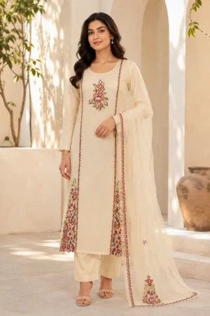 Classic Ivory Roman Silk salwar suit