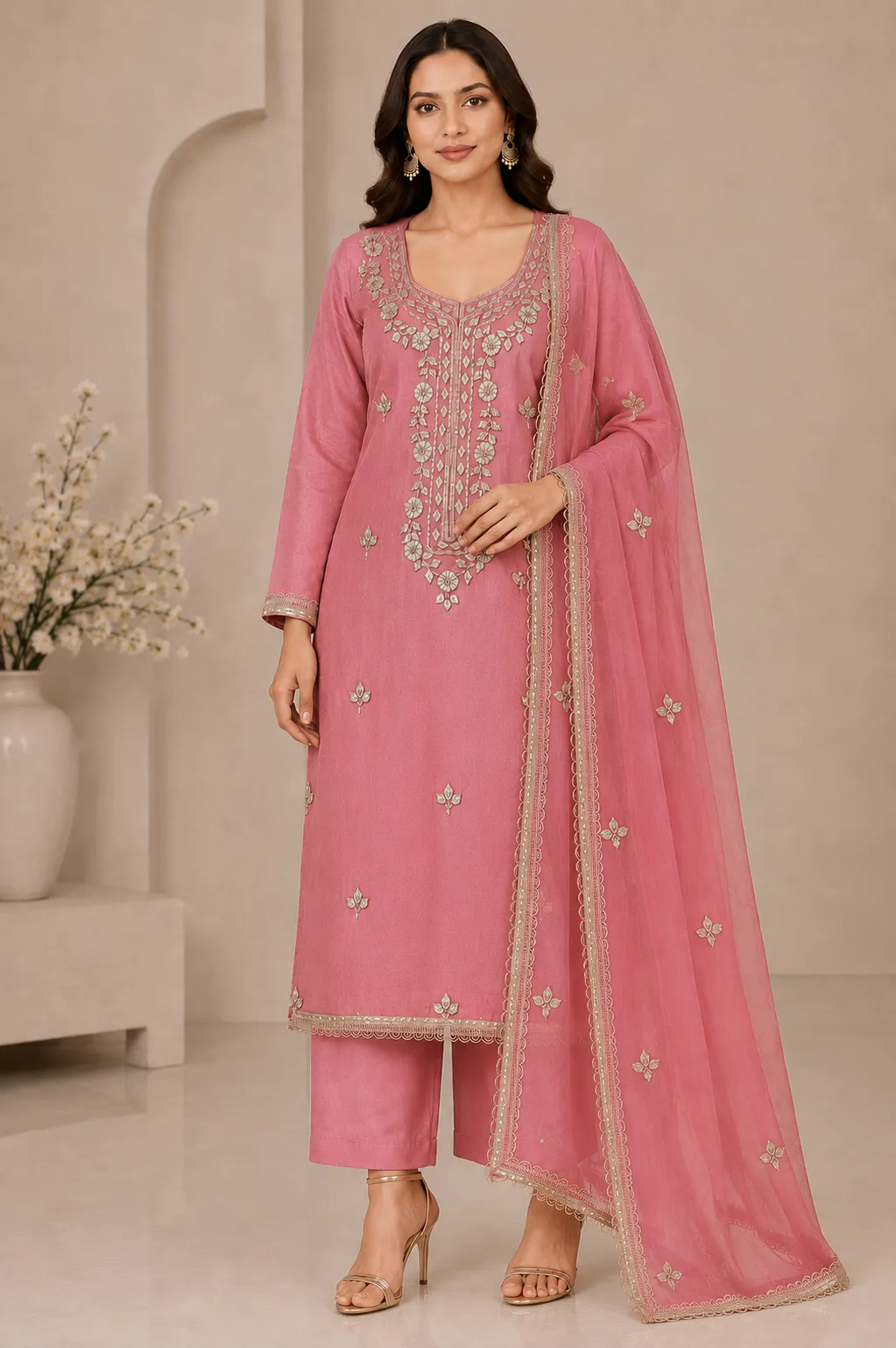 Baby pink shimmer Gota Patti salwar suit