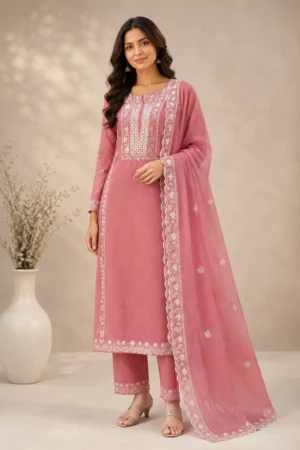 Baby pink Roman Silk salwar suit