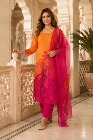 Sunset Ombre Premium Cotton salwar suit